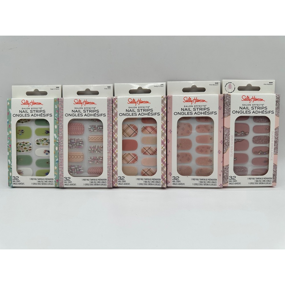 Sally Hansen Salon Effects Nail‎ Polish Strips Variety Bundle 5 Sets 32 Strips